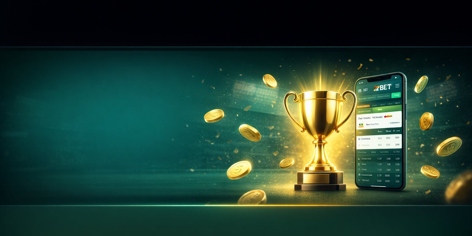 Gold trophy with a smartphone and floating coins